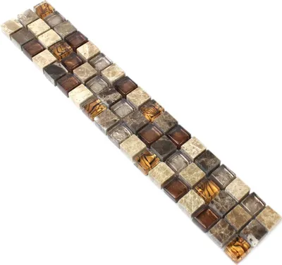 Produktbild von Glas Naturstein Mosaikbordüre Gabon Braun