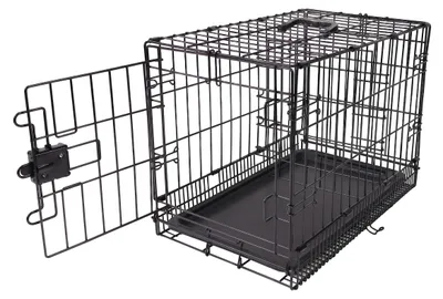 Produktbild von A. Basics Zusammenklappbarer Hundekäfig aus Metalldraht mit Bodenschale, Einzelt