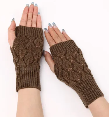 Produktbild von Winterliche Armstulpen, gestrickte fingerlose Handschuhe für Damen, Touchscreen-Handschuhe zum Tippen und Autofahren