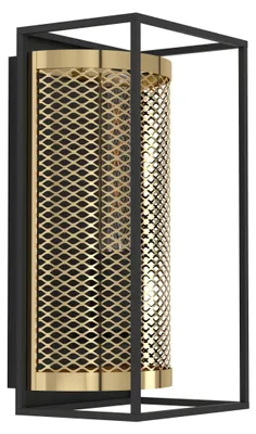 Productafbeelding van Landelijke wandlamp Nohales zwart met goud