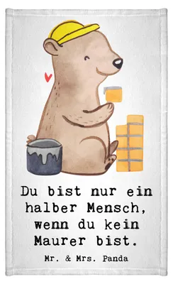 Produktbild von Mr. & Mrs. Panda Handtuch Maurer Herz - Weiß - Geschenk, Handwerker, Gäste-WC, badezimmer, Frotteehandtuch, Gästetuch, Spruch, Lustig, stoffhandtuch