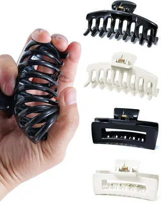 Immagine prodotto di 4 fermagli per capelli in silicone – clip morbide – fermagli flessibili adatti a capelli fini e spessi – accessori per capelli da donna e ragazza - Confezione B