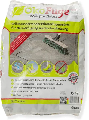 Produktbild von ÖKO FUGE Pflasterfugenmörtel ®, Körnung:3 - 15, Verpackungseinheit:15 kg, Farbe:Grau