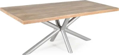 Produktbild von Esstisch Baumkante Mangoholz 180x90 cm, Tischfuß Memphis round silber