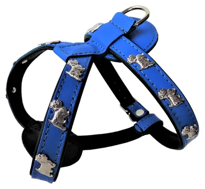 Produktbild von Hunde Geschirr aus Leder, Brustkorb 41-47cm oder 50-56cm, Blau