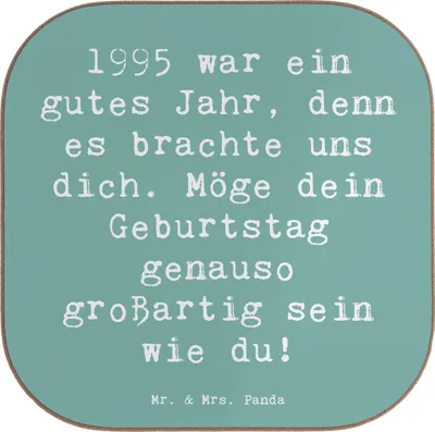 Produktbild von Mr. & Mrs. Panda Tischschoner Spruch 1995 Geburtstag - Meeresbrise - Geschenk, Geburtsjahr, besonderes, Happy Birthday, Tassenuntersetzer, Holzuntersetzer, Alter