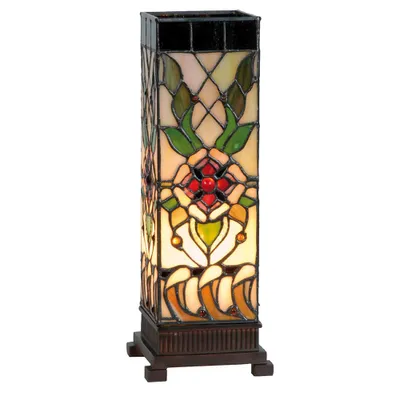 Produktbild von Clayre & Eef Tiffany Tischlampe 12x12x35 cm Beige Grün Glas Rose
