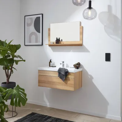 Produktbild von HOME DELUXE - Badmöbel-Set - WANGEROOGE BIG Holz - Medium - inkl. Waschbecken und komplettem Zubehör - Größe Waschbecken: ca. 80 cm I Badezimmermöbel Waschtisch Badmöbelset