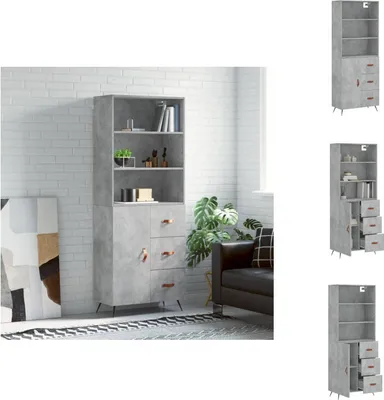 Image de vidaXL Highboard gris béton 69,5x34x180 cm Bois composite - Sideboards
