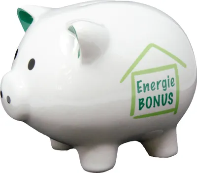 Produktbild von Charmantes Sparschwein aus Dolomit mit Energiebonus Aufdruck