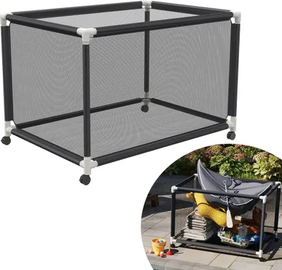 Produktbild von UISEBRT Pool-Aufbewahrungsbox Roll-Organizer 122x78x88cm – Große Kapazität Mesh-Netz-Organizer für Schwimmbadausrüstung, Pool-Nudeln, Spielzeug & Handtücher