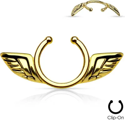 Produktbild von Fake Brustpiercing ohne Stechen „Engelsflügel“ Gold