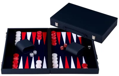Backgammon 18 Zoll – Kunstlederkoffer Rot/Weiß – 56,4 × 46,7 cm