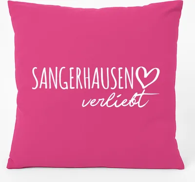 Produktbild von Huuraa Kissen Sangerhausen verliebt 40x40cm mit Füllung Fuchsia Baumwolle Dekokissen Geschenkidee