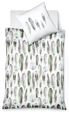 Produktbild von JACK by Fleuresse Renforcé Bettwäsche 2tlg. 135x200cm Federn Offwhite Grau Grün