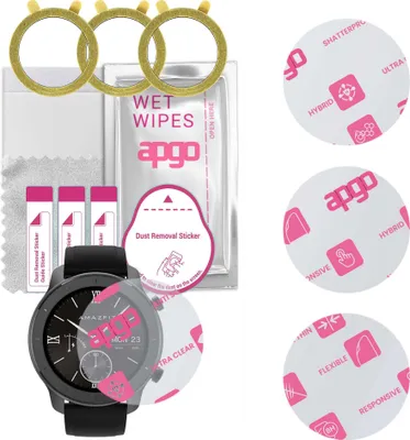 Produktbild von apgo 3 Stück Schutzglas, klar, kompatibel mit Amazfit GTR (42mm) Smartwatch, Hybrid 8H, Ersatz für Hartglas, Displayschutzglas, Bildschirmschutz, Displayschutz, kratzfest