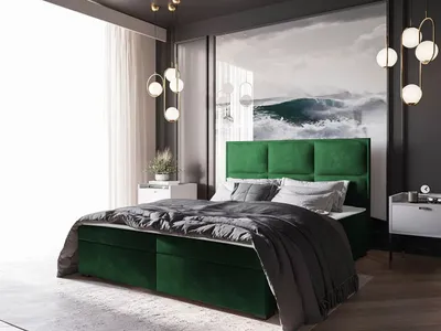Produktbild von Kontinentales Bett 160x200 MAHERA - Flaschengrün