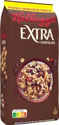 A bag of Kellogg's Extra Chocolate cereal.