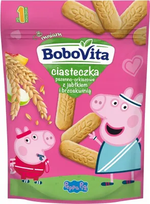 Zdjęcie produktu dla BoboVita Ciasteczka pszenno-orkiszowe z jabłkiem i brzoskwinią po 1. roku życia 150g