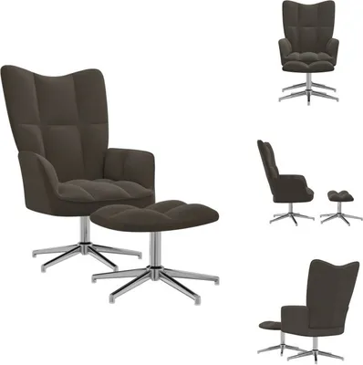 Produktbild von vidaXL Relaxsessel mit Hocker Dunkelgrau Samt - Sessel
