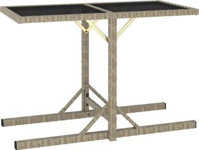 Zdjęcie produktu dla Stół ogrodowy Living Store beżowy 110×53×72 cm szkło i polirattan