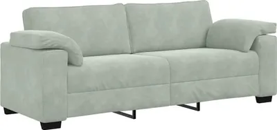 Zdjęcie produktu dla Sofa 3-osobowa, jasnoszara, 220x77x82 cm, tapicerowana aksamitem