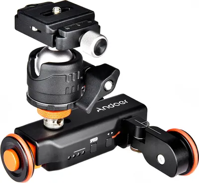 Obrázok produktu pre Andoer L4 PRO Motorizovaný kamerový vozík s mierkou, elektrickým posuvným ovládačom, bezdrôtovým diaľkovým ovládaním, 3-polohovým nastaviteľným mini posuvným vozíkom pre digitálne zrkadlovky a smartfóny + mini flexibilný adaptér s guľovou hlavou