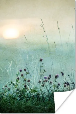 Produktbild von MuchoWow® Poster Natur - Vintage - Blumen - Sonne 120x180 cm - Kunstposter