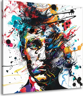 Produktbild von Modern abstrakte Linien Pop Art Leinwandbild Wandbild Kunstdruck XL Wanddeko: 100x100x2cm