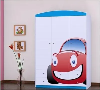Obrázek produktu pro BDW, šatní skříň se zásuvkami, do ložnice, 128×190 cm, třídveřová, modrá 3