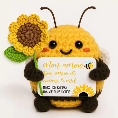 Glücksbiene mit Sonnenblumen, handgefertigt, Geschenk für Paare