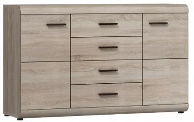 Produktbild von Kommode 140 2-türig 4 Schubladen Link 138 x 42 x 86,5 cm Eiche Sonoma