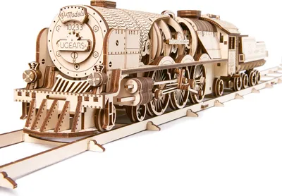 Produktbild von UGEARS 3D-Puzzle V-Express Lokomotive mit Wagen 538 Teile