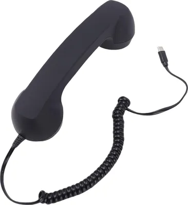 Obrázek produktu pro Retro telefonní sluchátko s ovládáním hlasitosti Ergonomické kabelové telefonní sluchátko typu C pro videohovory a konferenční hovory z mobilního telefonu Černé