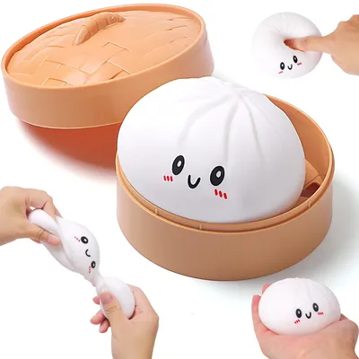 Produktbild von Hochwertiger, weicher Riesenknödel, Squishy Dumpling, Stressball, Anti-Stress-Fidget, TikTok-Fidget-Toy, Weiß