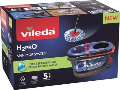 Produktbild von VILEDA Nassmopp Mikrofaser 6000ml Schwarz/Blau/Rot für Laminat/Fliesen/Vinyl 490x300x260mm