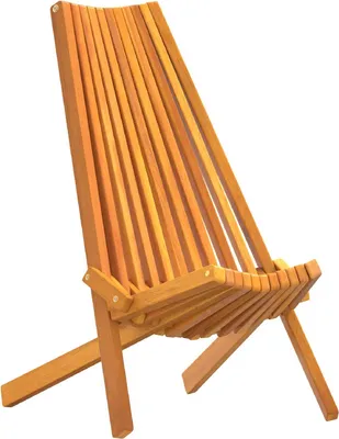A wooden chair on a white background.