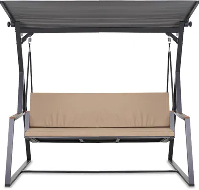 Produktbild von Gartenkissen Set für Gartenschaukel – beige – Sitzkissen 110x50 + Rückenkissen 110x50 – Weiche Auflagen für Hollywoodschaukel