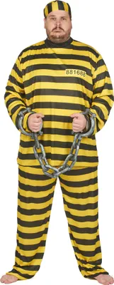 Immagine prodotto di Costume da prigioniero plus size per adulti giallo - XXL