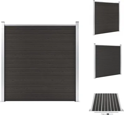 Image de vidaXL Panneau de clôture WPC 180x186 cm Noir - Panneaux de clôture