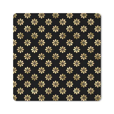 Produktbild von MuchoWow® Mauspad Mousepad Muster - Blumen - Gold 20x20 cm - Mousepads - Maus Mat - Pad - Mausunterlage - Desk Mat - Bureauartikeln