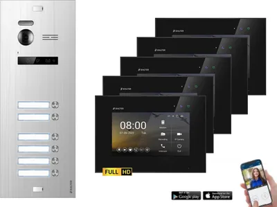 Produktbild von BALTER EVO HD Silber Video Türsprechanlage Set 6 Teilnehmer 6x 7" WLAN Monitor Schwarz