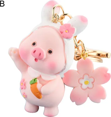 Produktbild von Schöner Tier-Schwein-Schlüsselanhänger, Schlüsselanhänger, Schweinchen-Anhänger, Auto-Schlüsselanhänger, Tasche, Dekor, Geschenk-B