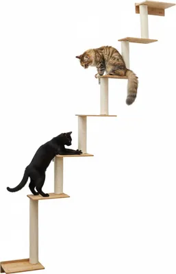 Produktbild von 251 cm Wandkratzbaum mit 7 Plateaus für Katzen - Sisal Kratzbaum zur Wandmontage