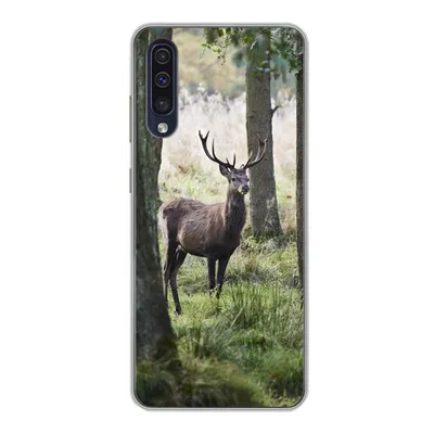 Produktbild von MuchoWow® Handyhülle Schutzhülle Hülle für Samsung Galaxy A30s Hirsche - Bäume - Gras Silikon Softcase Handy Hülle - Karteninhaber