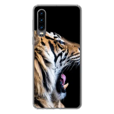 Produktbild von MuchoWow® Handyhülle Schutzhülle Hülle für Huawei P30 Tiger - Tiere - Porträt Silikon Softcase Handy Hülle - Kartenbesitzer