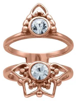 Produktbild von Wildcat Ring - Silver Sun Tides Ring - Roségold, 21,0 mm - Chirurgenstahl 316L - wasserfest, langlebig, hautverträglich, Roségold-Kristallklar