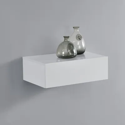 Produktbild von Wandregal 'Oslo' mit Schublade 46x30x15cm Weiß Hochglanz