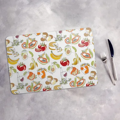 Produktbild von Tischset 4x45x30 cm + 10fi cm Platzset Tischmatte Platzmatte Untersetzer - Obst und Gemüse