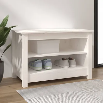 Obrázek produktu pro The Living Store Lavice na boty bílá 70x38x45,5 cm z masivního borovicového dřeva